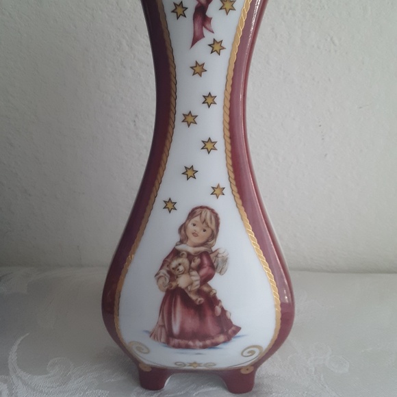 2005 Christmas Goebel Porcelain Candleholder Angel w Bear NIB - Picture 9 of 15